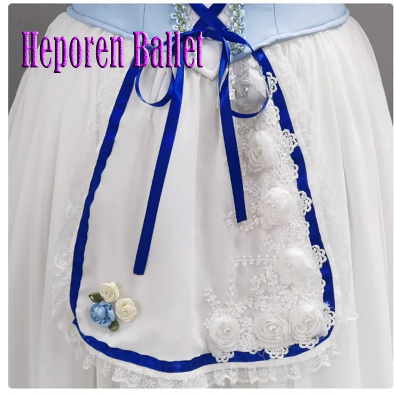 Профессиональное голубое длинное романтическое балетное платье Gebeiliya