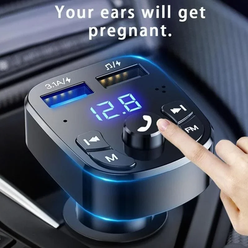 dual usb car charger 5 0 fm transmitter bluetooth wireless car handfree 3 1a mp3 music tf card u disk aux player fast charger free global shipping