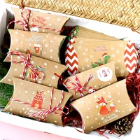 24pcs christmas pillow box merry christmas gift candy packaging kraft paper boxes xmas advent calendar diy supplies decoration