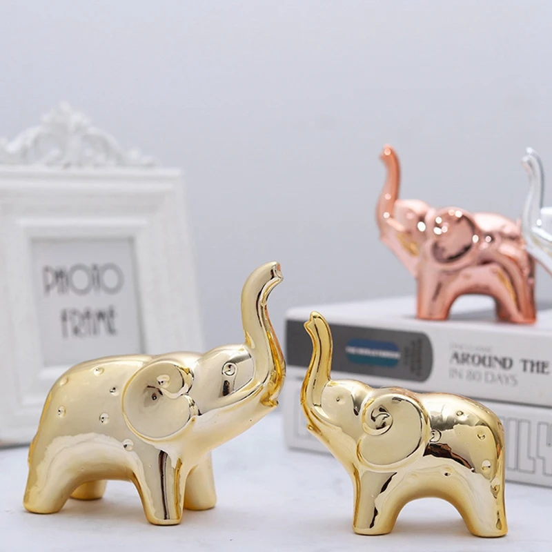 

1 Pair Elephant Statue Home Decor,Modern Style Figurines,Sculpture For Office Desktop Bookshelf Home