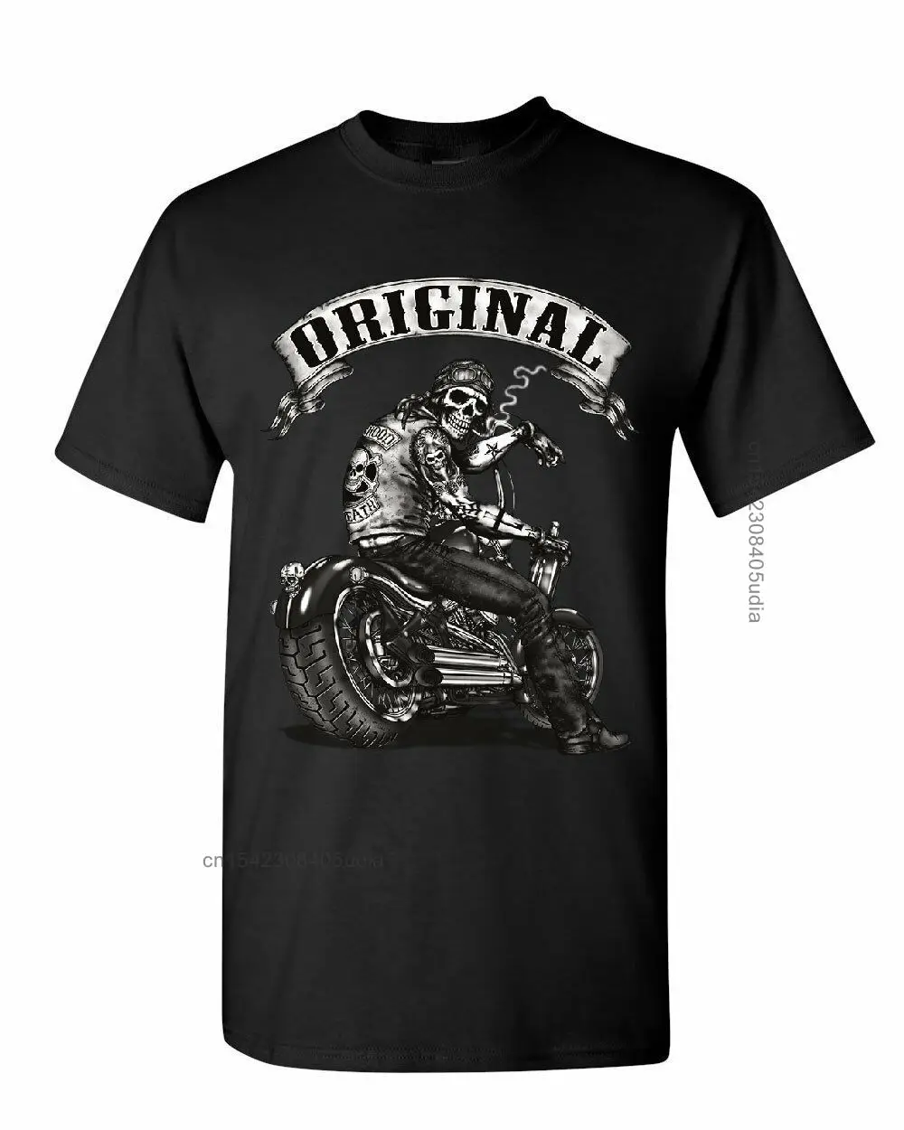 

Camiseta de motorista para hombre, camisa Original con estampado de Calavera, divertida, holgada, de gran tamaño, a la moda