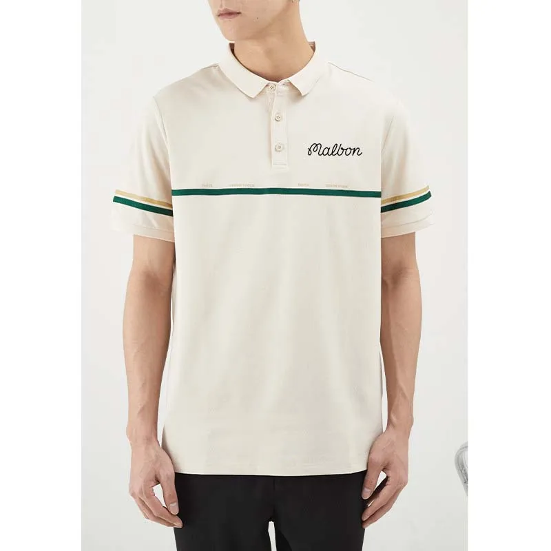 2023 Men's Malbon Golf Clothing Design Line Summer Shirt Solid Color Short Sleeve Casual Polo Business Sports