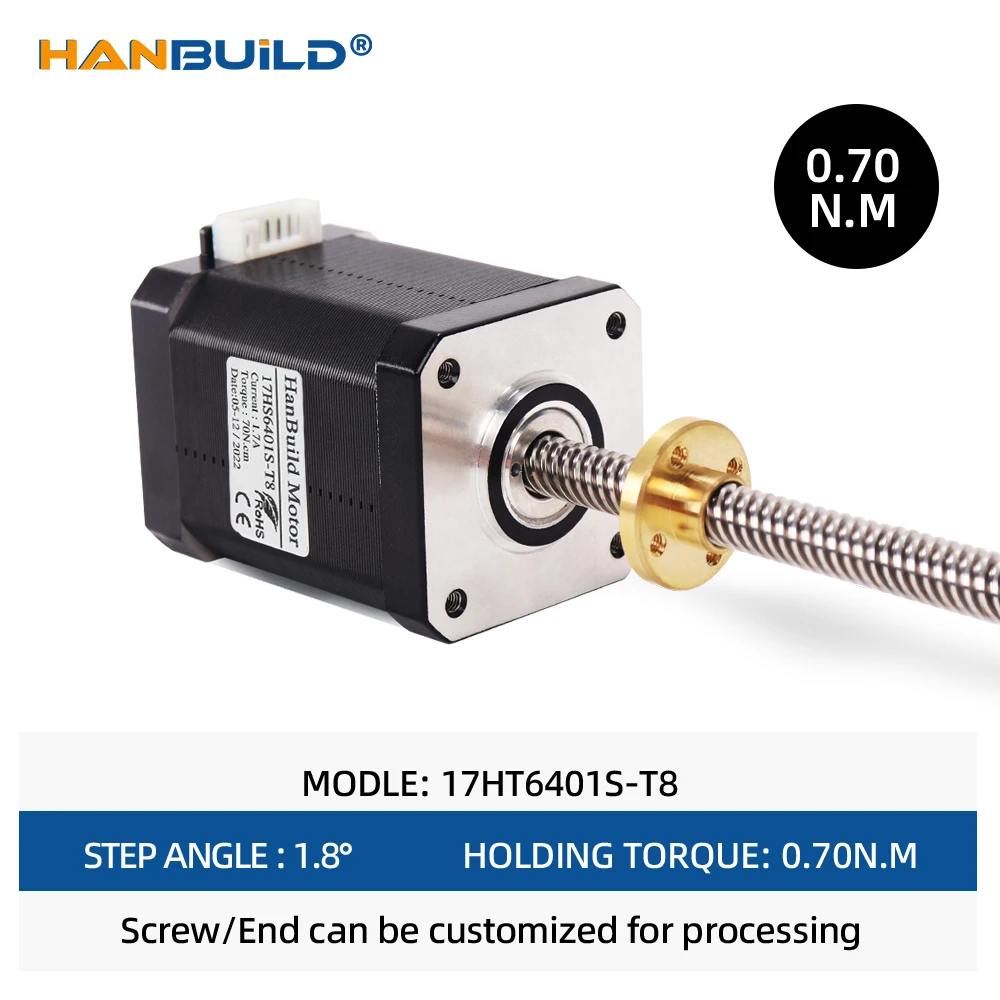 Шаговый двигатель nema17 60 мм 1 7 А 70 Н.см 42 T8 с ходовым винтом 4-выводной 17HS6401S-T8 для