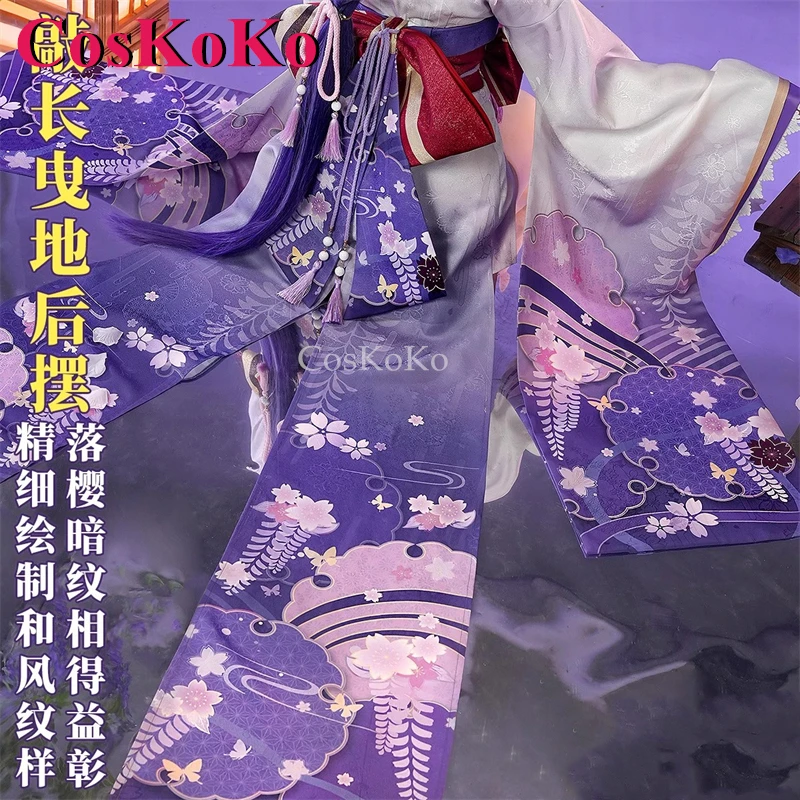CosKoKo Raiden Makoto/Raiden Ei Косплей Игра Genshin Impact Костюм Великолепное Элегантное Кимоно