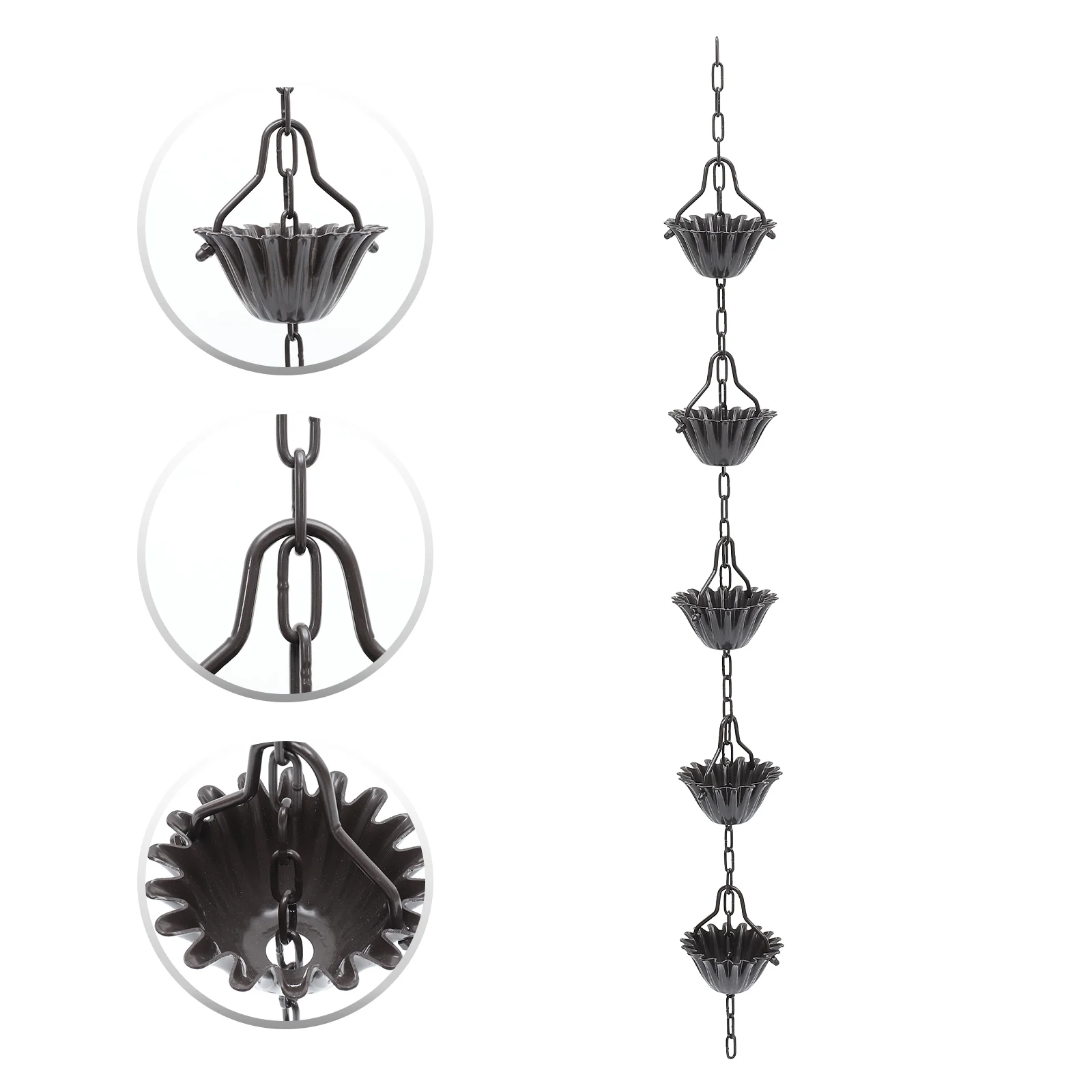 

Rain Chain Garden Decorative Chimes Cups Aluminum Alloy Black For Gutter Out Door Replacement Decorations Rainchain metal