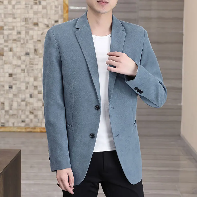 

HOO 2022 новый мужской повседневный костюм с двойной пряжкой Молодежный весенне-осенний мужской блейзер