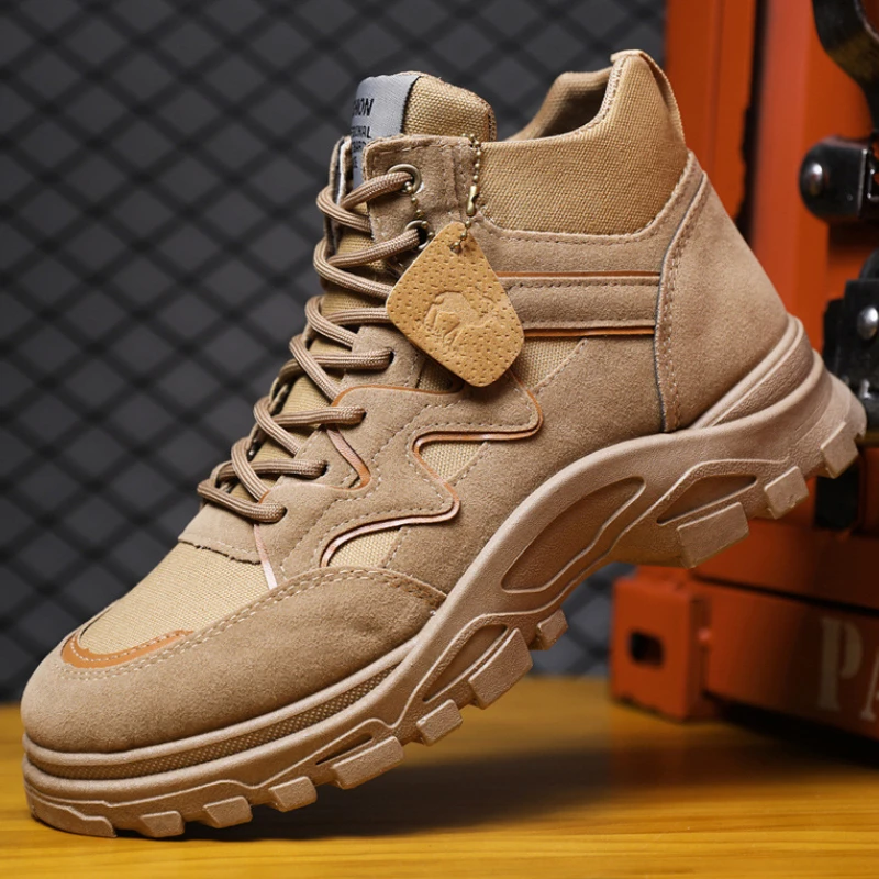 

Retro Ankle Boots Autumn Winter Men's Short Boots Thick Sole Non-slip Heightened Hiking Desert Boots Chaussure Randonnee Homme