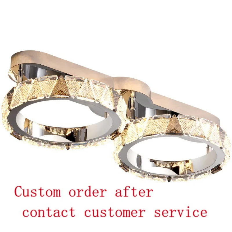 

Hotel Lobby Decor Lamp Sheiling two rings K9 Crystal Seiling Lamp Led Sheiling Postmodern Lamp.