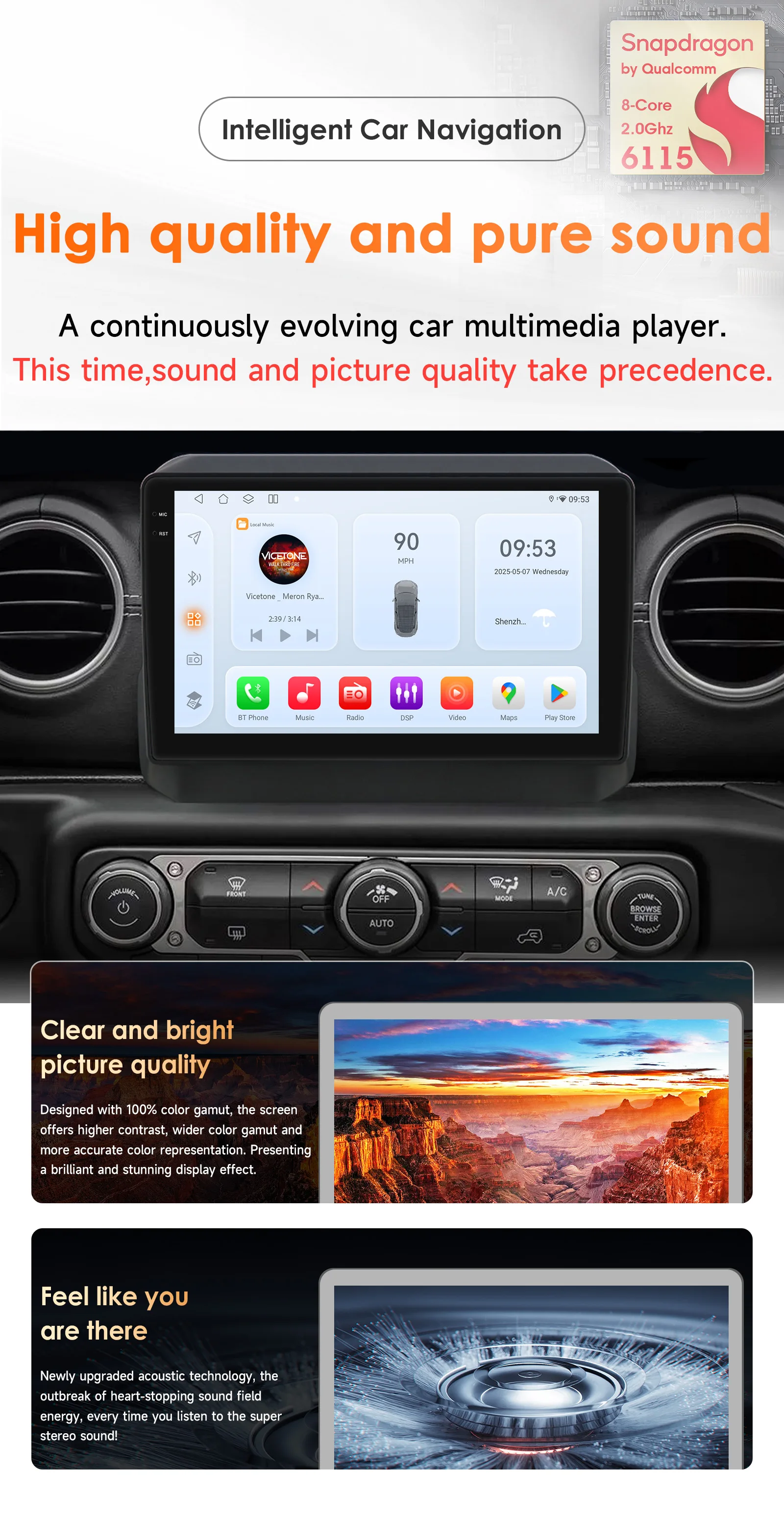 Фото Автомобильная мультимедийная система Hizpo 9 дюймов для Jeep Wrangler JL 2018-2021 и Gladiator 2020-2021 с беспроводным Android Auto №1