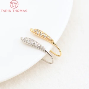 (2012)6 шт., Высота 19,5 мм, позолоченные латунные серьги с цирконом, 24 Кар, крючок, высокое качество, ювелирные изделия, серьги, аксессуары