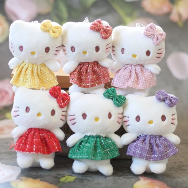 

Six Colors of Skirts Cute Sanrio Anime Hello Kitty Pendant Plush Toys Pendant Plush Toys Key Chain Accessories Friend Gifts