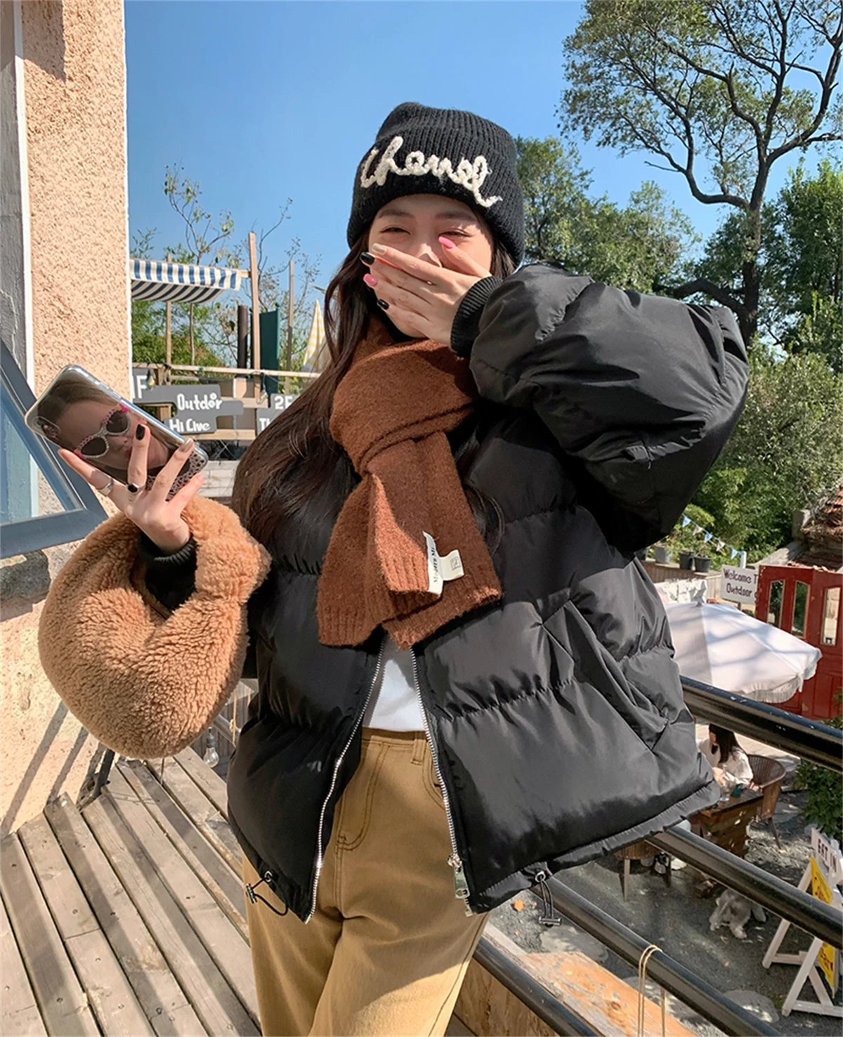 Knitted Cotton Jacket Women's Popular Small Fragrant Bread Jacket Winter 2023 New Small Thick Cotton Jacket