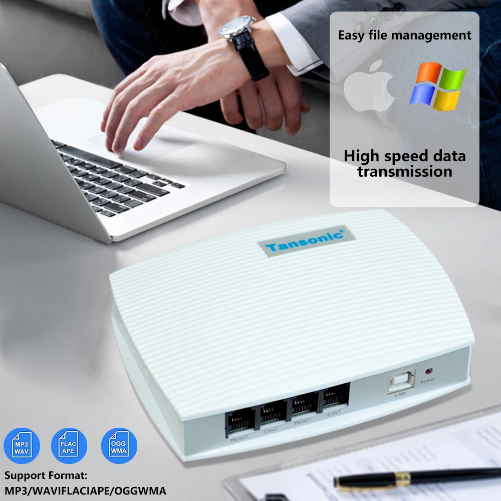 

2-Channel Voice Activated USB Telephone Recorder Enterprise Use Landline Monitor USB Telephone Monitor USB Phone Logger