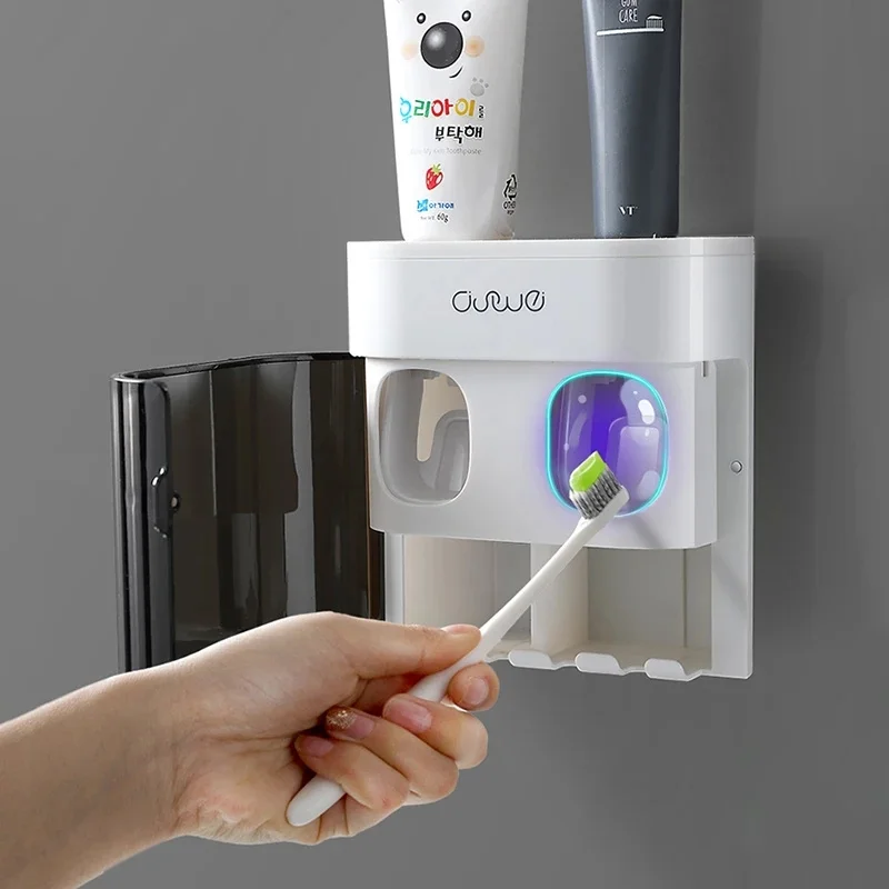 

Multifunction Automatic Toothpaste Squeezer Dust-proof Toothbrush Holder With Magnetic Cover For Bathroom Accessories Sets