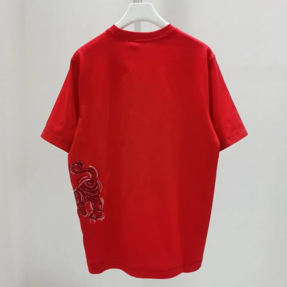 

2022 Spring and Summer New Year of the Tiger Embroidered Round Neck Short Sleeve T-shirt for Men and Women