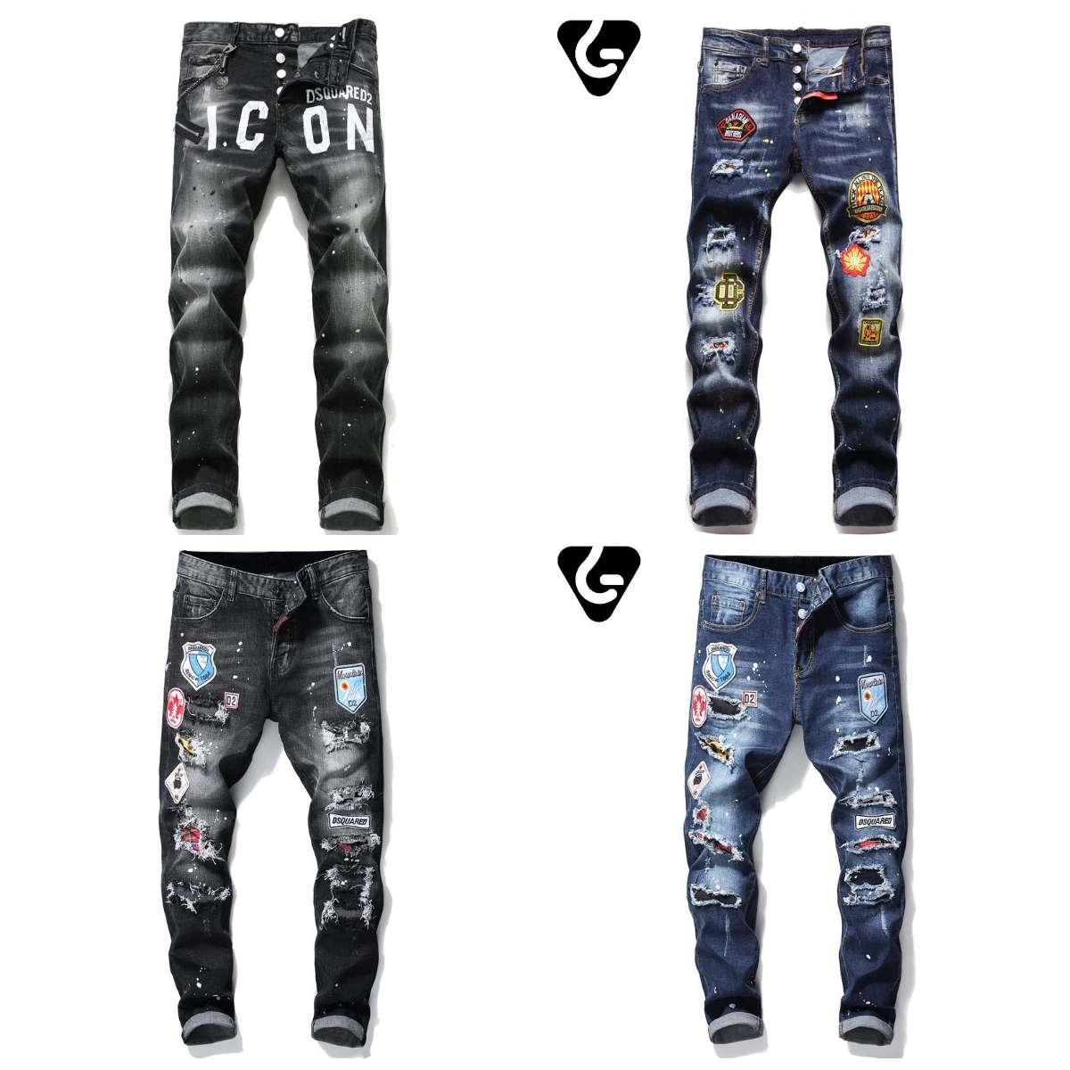 

New jeans, worn-out pants, trousers, motorcycle jeans, men's trousers, Four Seasons Cotton Hot sale