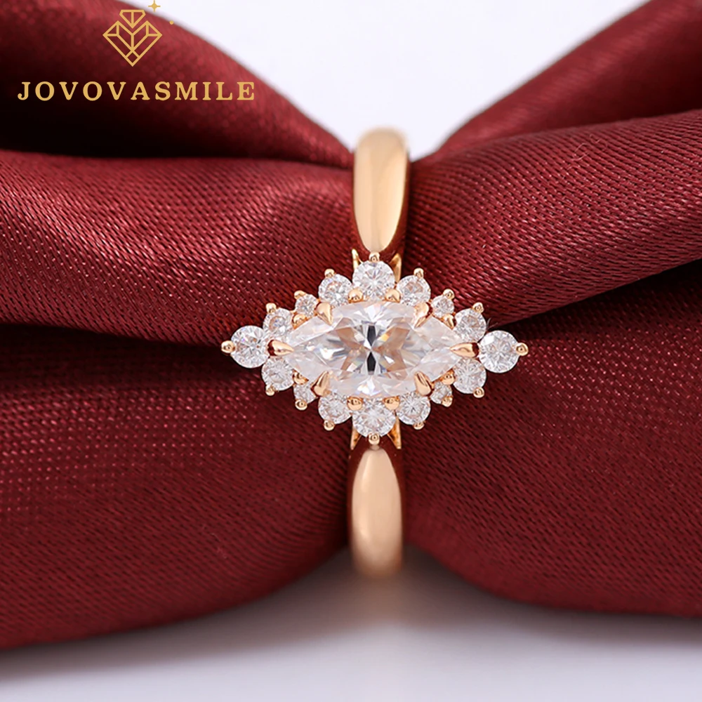 

JOVOVASMILE Fine Jewelry Moissanite Wedding Cocktail Ring 3carat Marquise Shape Brilliant Round Cut Submoissanite
