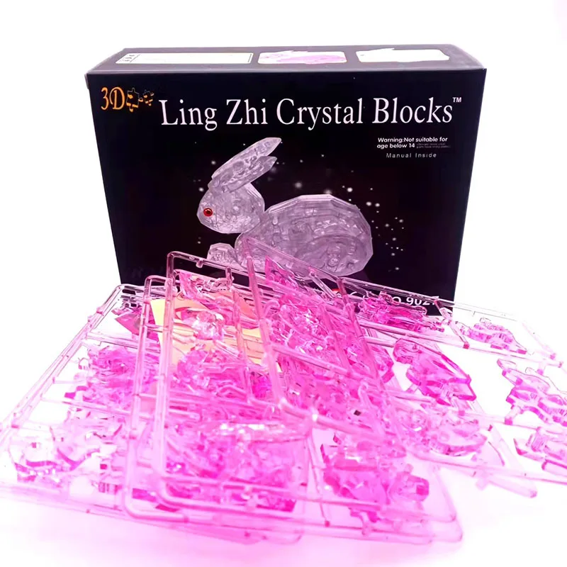 Хрустальные блоки 3D головоломка модель игрушки пирамида роза коза слон кролик