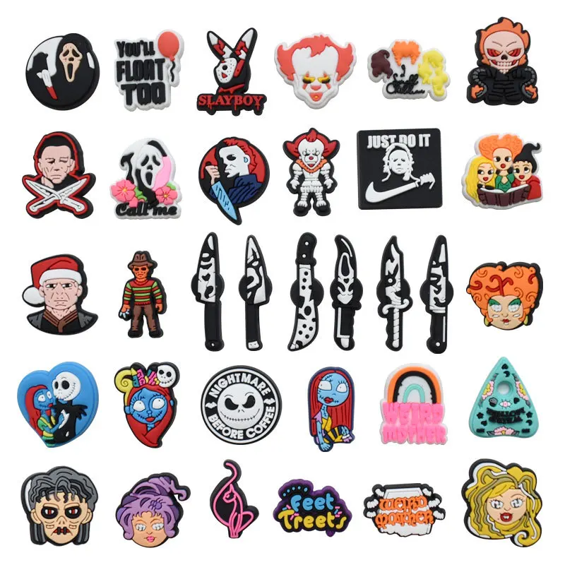 

1pcs Croc Charms Garden Shoe Decorations fashion carton Buckle jibz for crock clog Accessories Wristband Halloween All Saints D