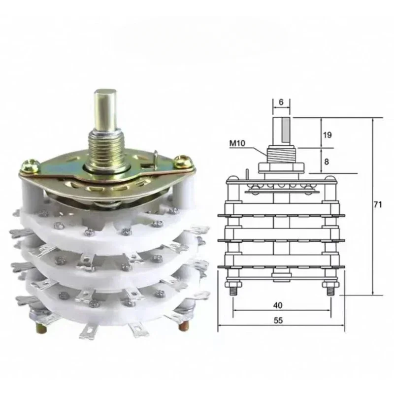 1 шт. KCT 1-4 колода диапазона селектор поворотного переключателя
