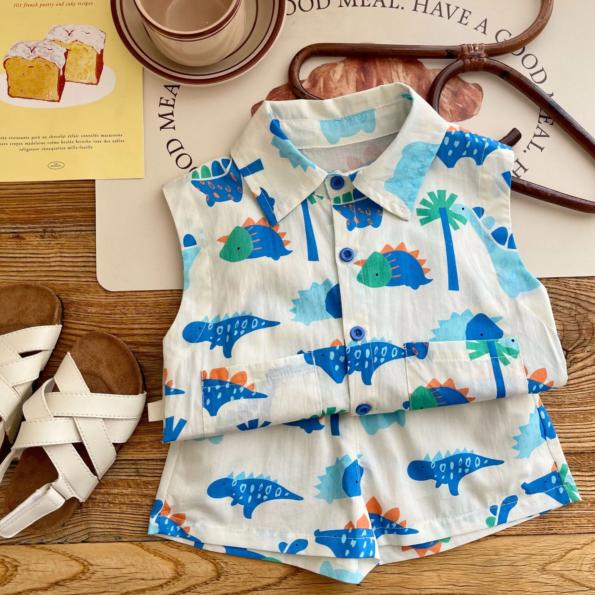 

Dinosaur Baby Boy Summer Clothes Sleeveless Shirt Shorts Set Beach Shorts Swimsuit 2pcs