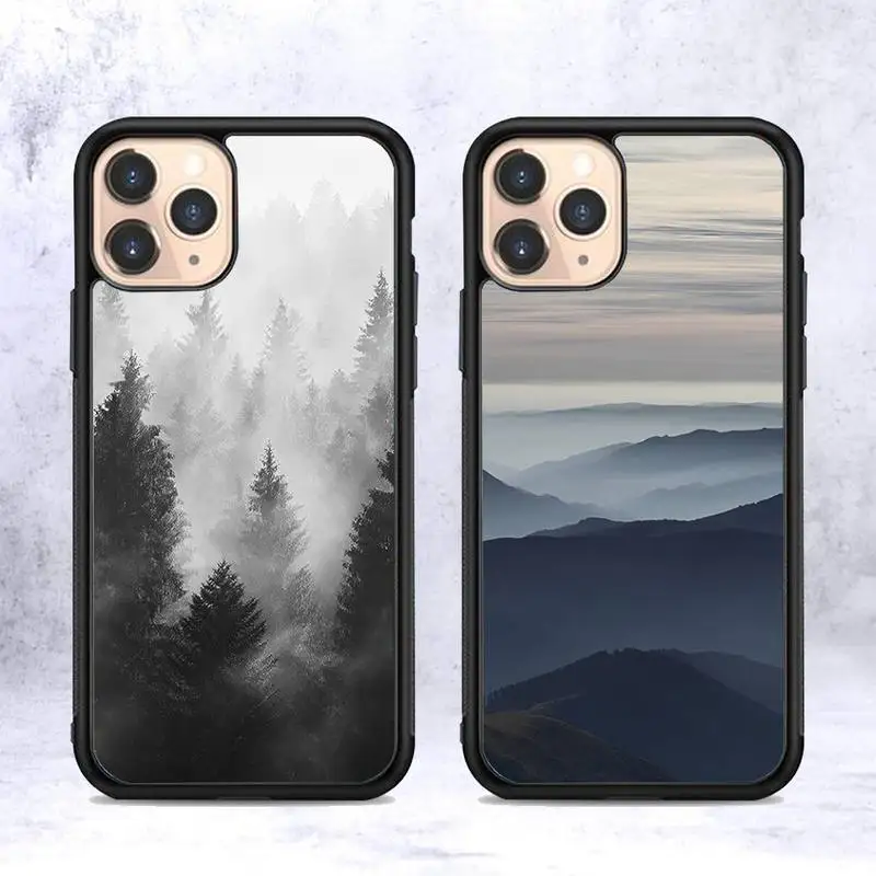 

Mountain Forest Cloud Phone Case Silicone PC+TPU Case for iPhone 11 12 13 Pro Max 8 7 6 Plus X SE XR Hard Fundas