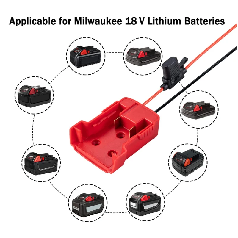 

With 12 Awg Wires Connectors Conversion DIY Power Tool Battery Adapter For Milwaukee M&18 Li-Ion Battery Power Connector Adapter