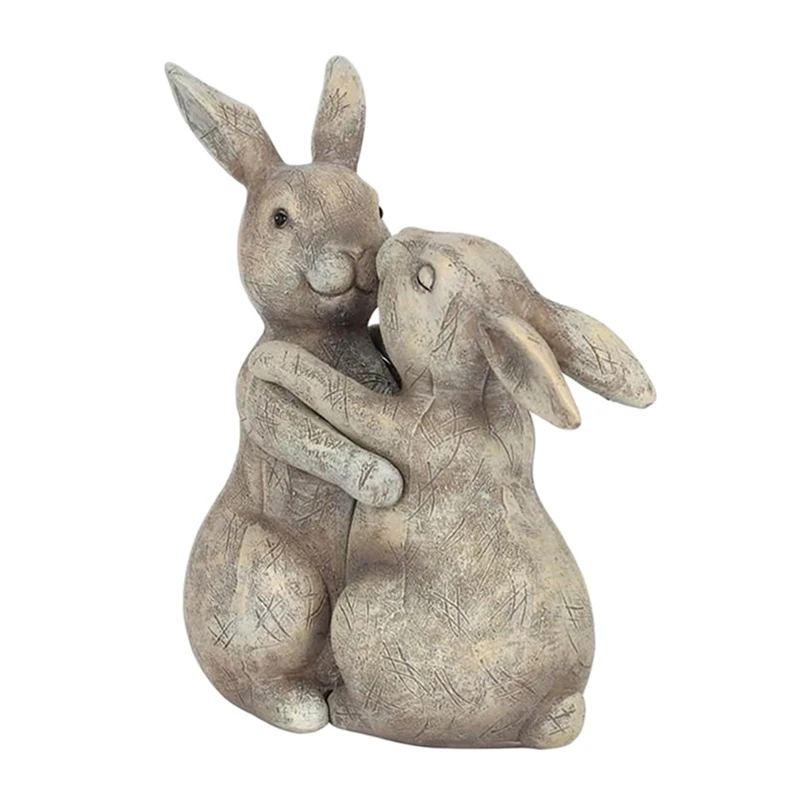 

Animal Cuddling Statue Valentine's Day Gifts Courtyard Garden Landscape Animal Love Sculptures Decor(Bunny)