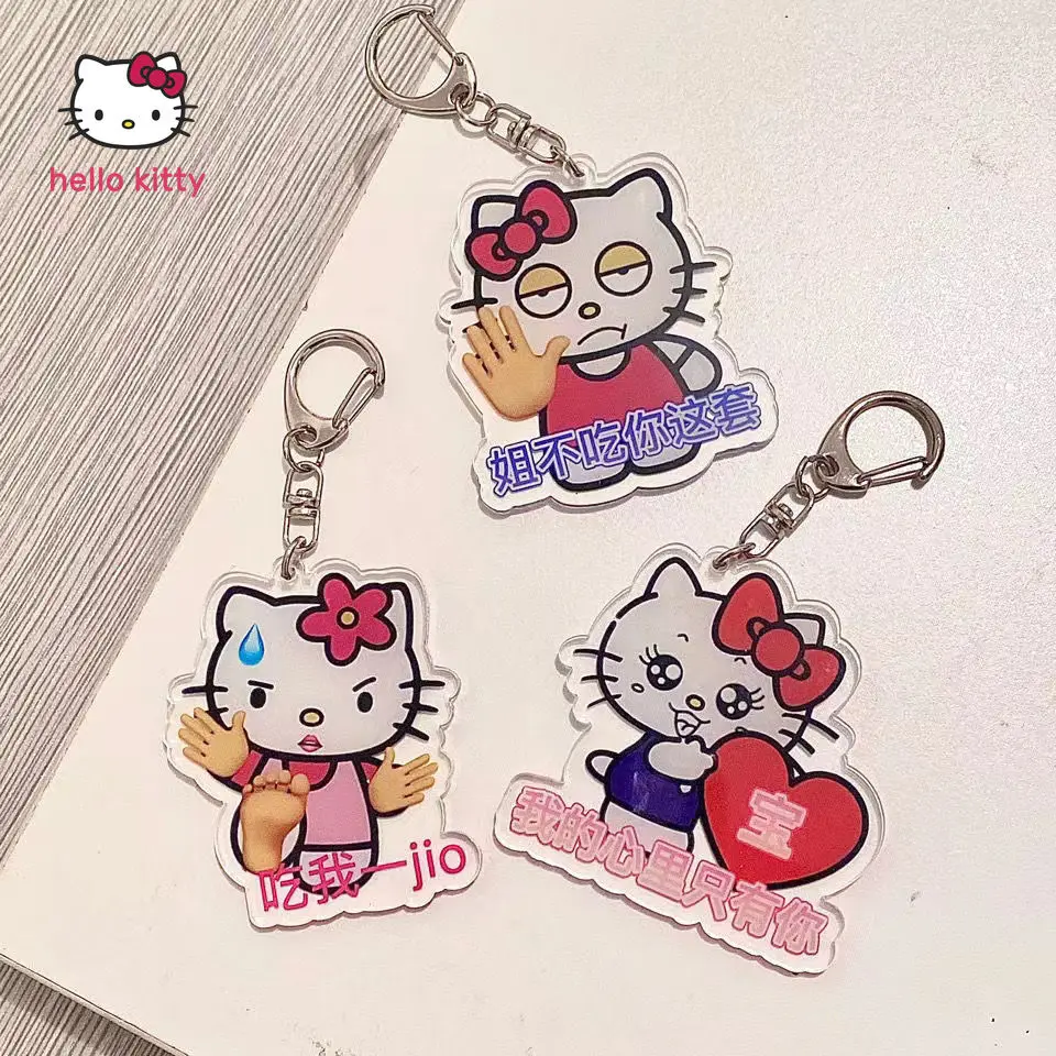

Hellokitty Black Fun Keychain Cute Girl Heart for Girlfriends Acrylic Pendant Girlfriends Couple Style