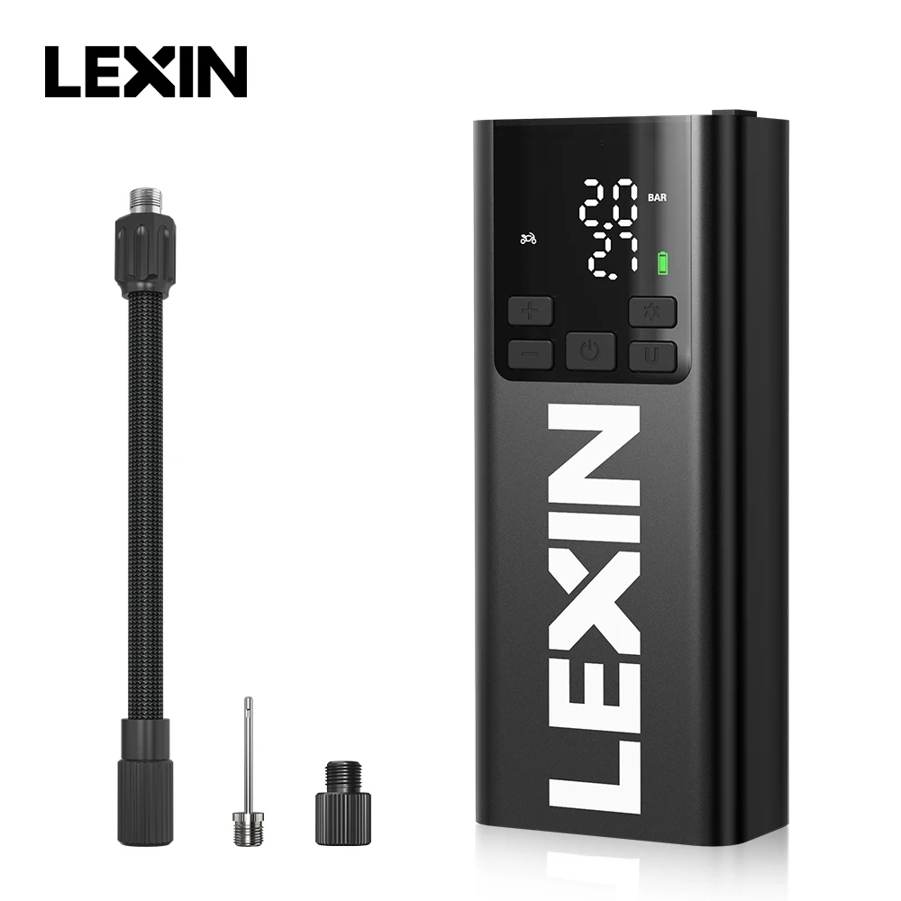 2022 Lexin P5 Smart Air Pump 5000mAh for Motorcycles Tire Inflator Bicycle Boat with LED Digital&Preset Pressure Inflation