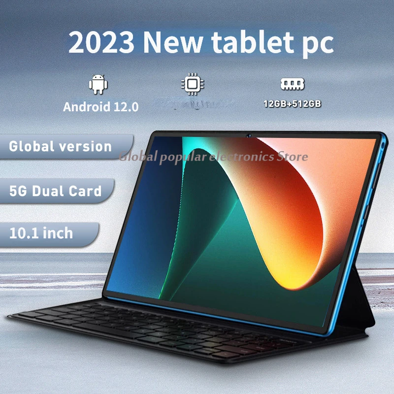 

2023 New 10.1 Inch Android 12.0 GameTablet 12G+512GB Tablet Pc Dual SIM Card Phone 4G/5G Call Wifi Bluetooth GPS Tablets Tablet