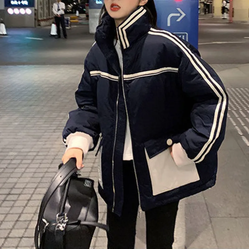 Women Short Coat Puffer Bomber Basic Jacket Winter Gothic Coats Warm Plus Velvet Loose Parkas Female Outwear Snow Wear Harajuku