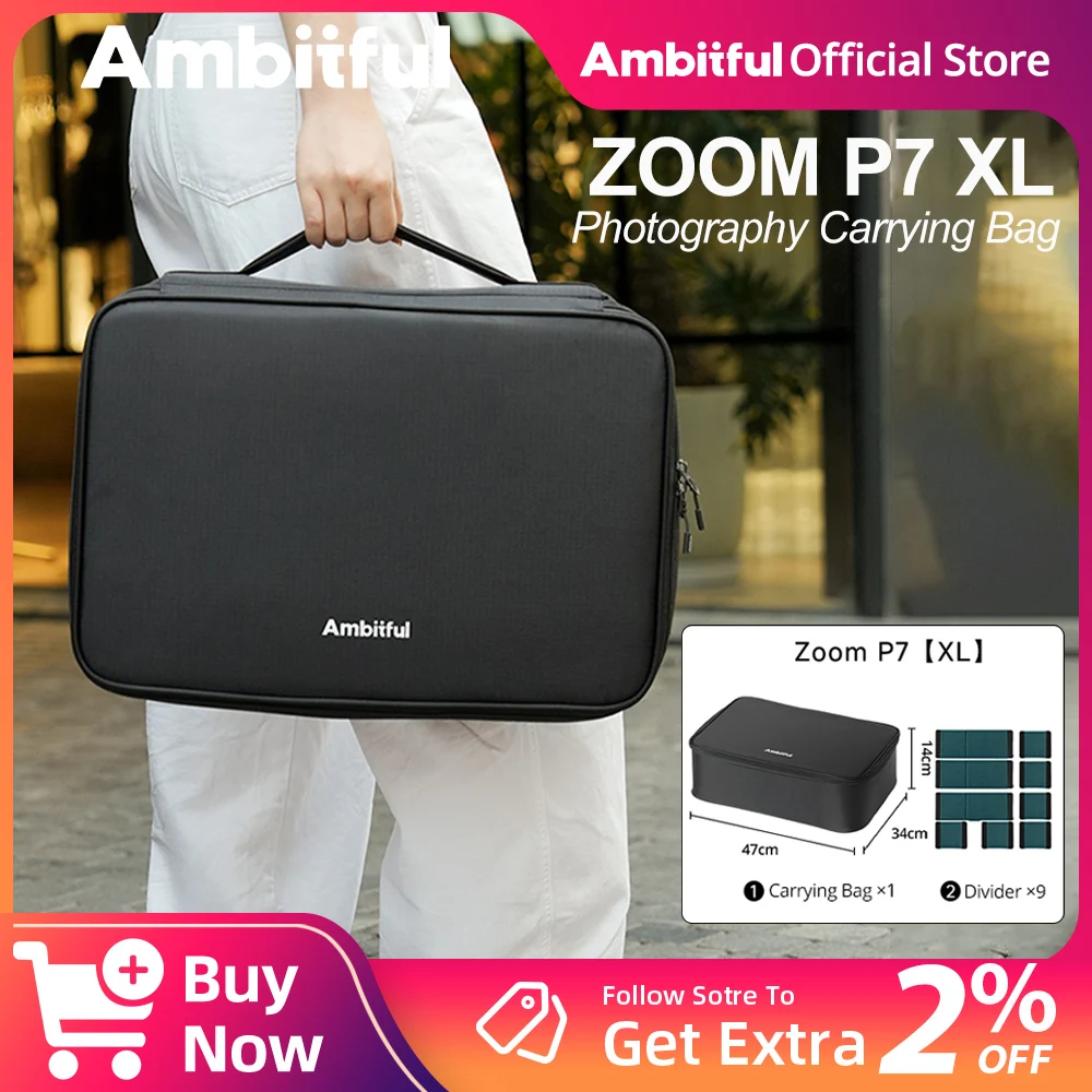 Фото Ambitful ZOOM P7II XL Сумка для хранения фотографий Дорожная сумка для объектива камеры DLSR Дрон DJI GODOX Osmo 360 X5 X4 Ace Pro 2 GoPro №1