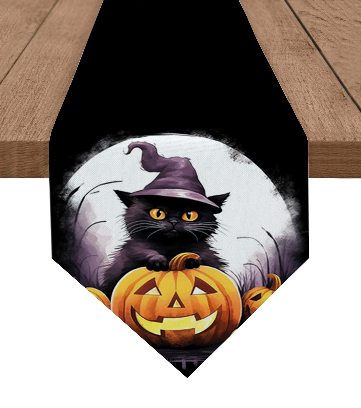 

Halloween Pumpkin Cat Table Runner Wedding Holiday Party Decoration Tablecloth Summer Kitchen Dining Table Runner