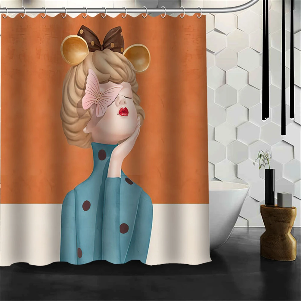 

Custom Butterfly Sunshine Girl Shower Curtains Hooks Bathroom Waterproof Bath Room Home Decor Decoration 3D Print 211201-43