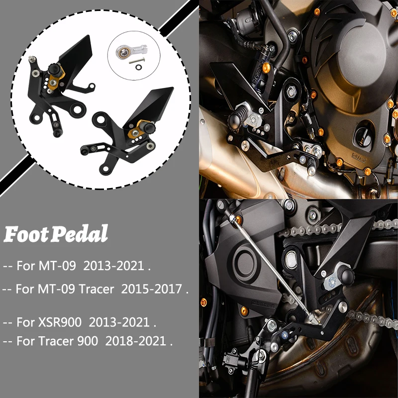 

MTKRACING For YAMAHA MT 09 XSR900 MT09 Tracer 900 2020 2021 Rear Sets Pedal Adjustable Rearsets Footpegs Shift Lever Brake Kit