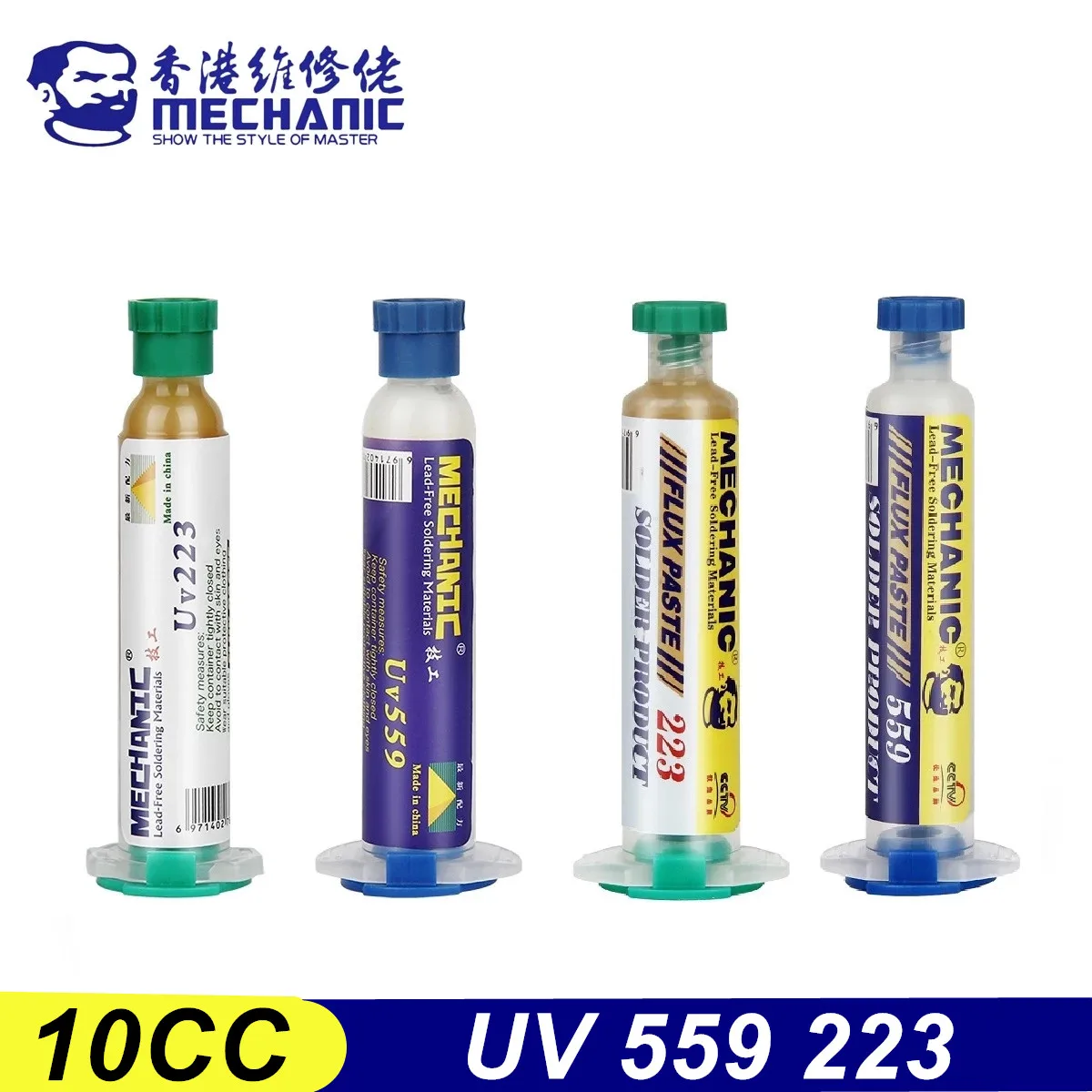 

Высокоактивная мягкая канифольная Бессвинцовая паяльная флюс MECHANIC UV559/223 10cc, неочищенная световая паста для сварки запахов, ремонтная печатная плата BGA