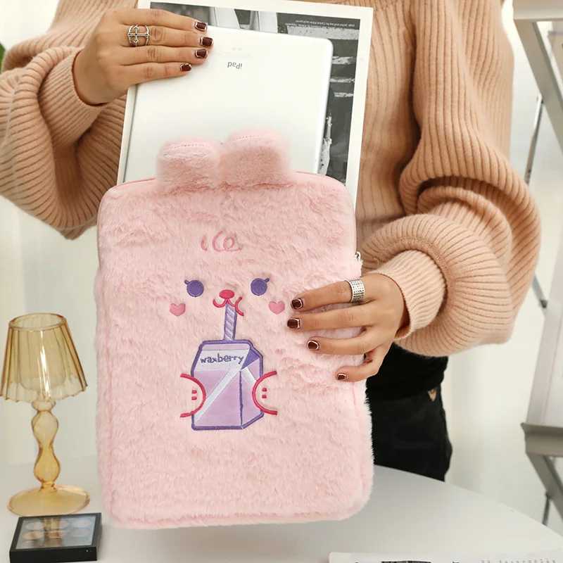 

Мягкая сумка 9,7 10,5 11 дюймов с медведем для Ipad, миниатюрная сумка для ноутбука для девочек, милая Женская сумочка, корейский милый дорожный деловой чехол для Mac, клатч, кошелек
