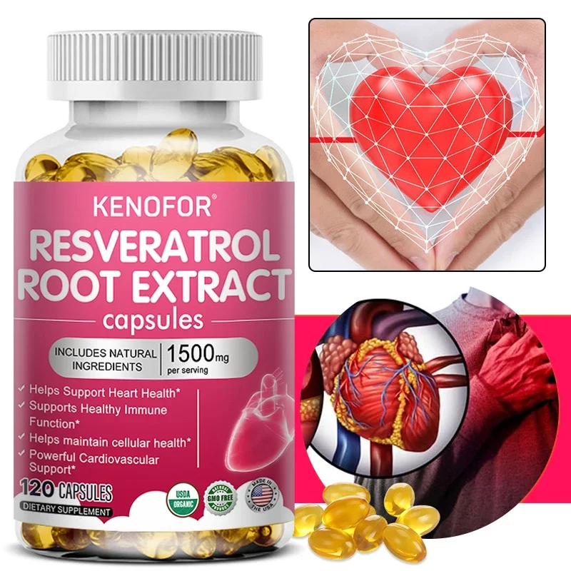 

Resveratrol 1500 Mg Extract - Contains Green Tea, Grape Seed Extract, and Quercetin - Supports Digestive Health and Immunity