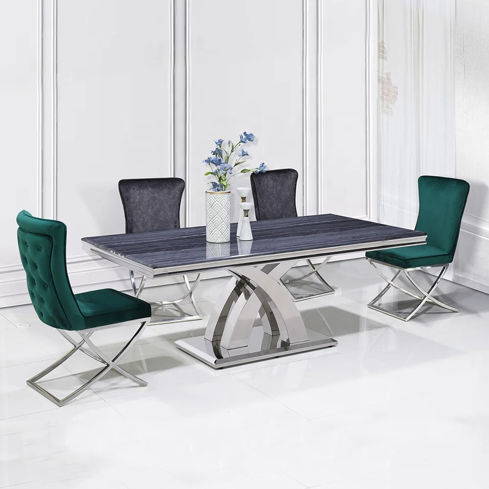 

Modern Dining Table Marble Top Dining Room Furniture Rectangular Shape Dining Tables