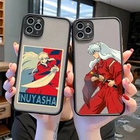 luxury inuyasha anime cellphone bumper clear matte pc back phone case for iphone 11 12 13 pro xs max 6 6s 7 8 plus x xr case