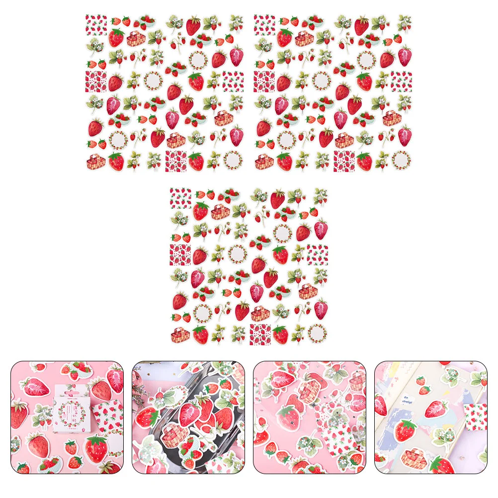 

135 Pcs Tag Strawberry Seal Sticker Diary Papersticker Decorative Fruit 1.2X1.5X0.1CM Scrapbook Pink Kids Decor Child