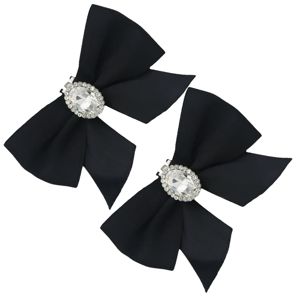 

2 Pcs Wedding Shoes Bow Clip Ribbon Heels Embellishments Satin Decorative Clips
