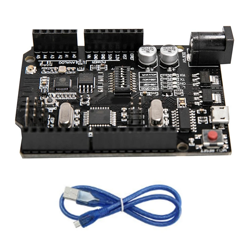 

Макетная плата Wi-Fi R3 Atmega328p + ESP8266 (32 Мб памяти) с кабелем для Arduino UNO макетная плата