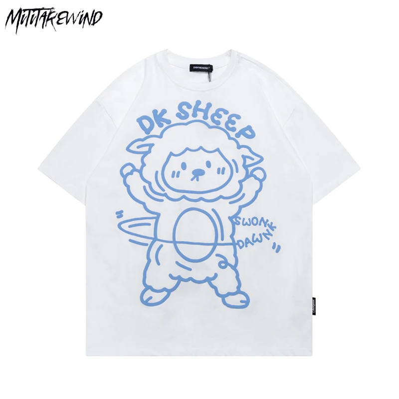 

Cartoon Pattern Print Short-sleeved T-shirts High Street Casual Loose Cotton Breathable Men T Shirt 2023 Summer Tops Tees Unisex