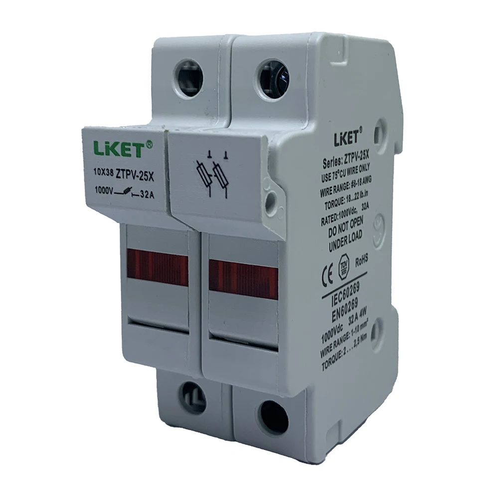 

Solar PV Fuse Holder DC 1000V 2P Fuses PV With LED Fuse Holder 10x38mm Solar System Solar Panels Fuse 12A/15A/20A/25A/30A/32A