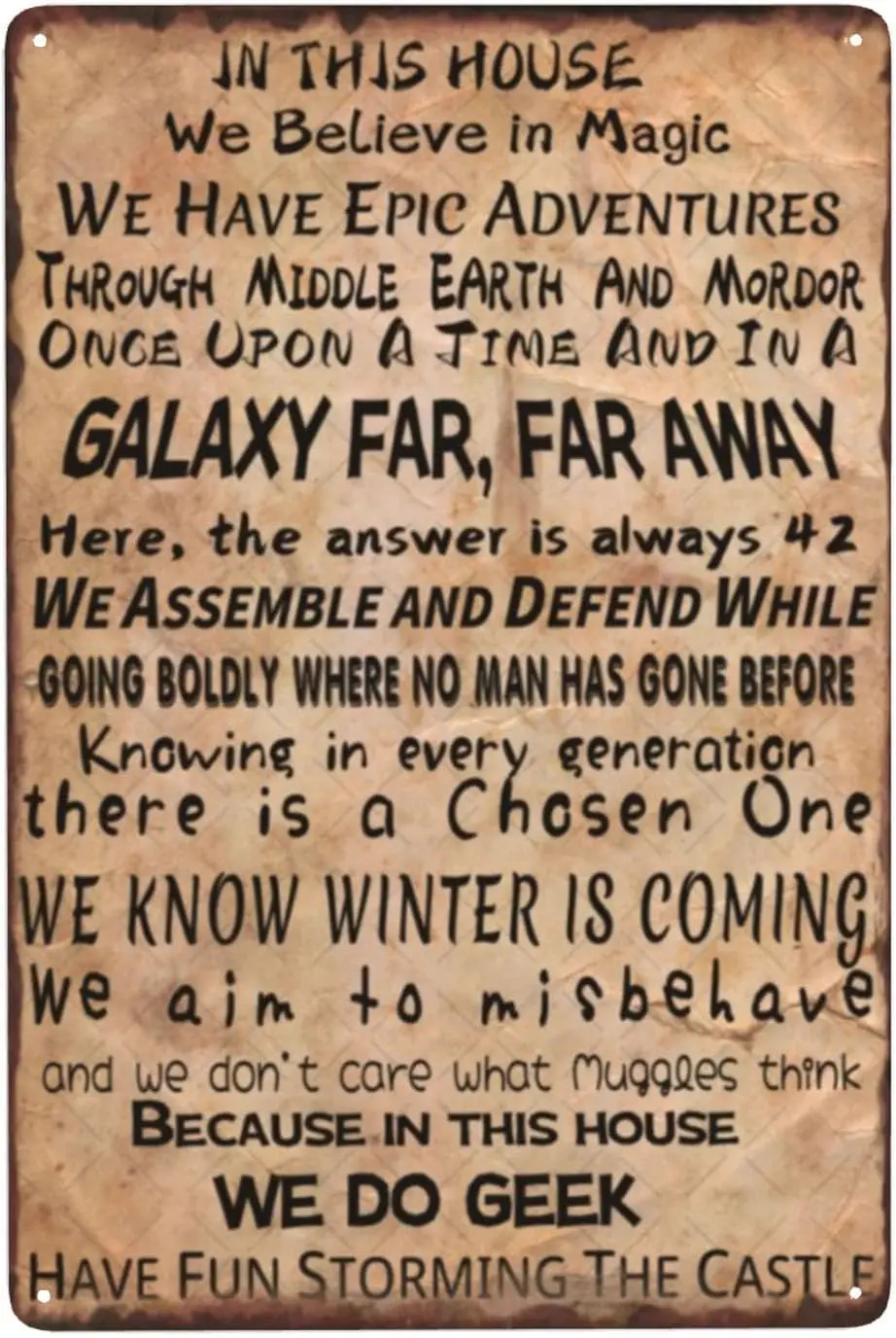 DZQUY In This House We Do Geek Волшебная металлическая жестяная вывеска Декор Винтажный