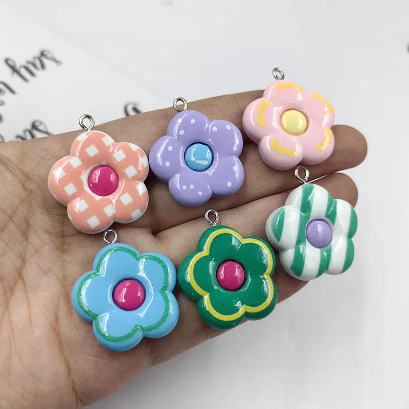 

10 шт. корейские Большие Подвески в виде цветов из смолы, фурнитура для изготовления ювелирных изделий, подвески в виде цветка с плоским основанием, поделки «сделай сам», аксессуары для сережек C1202