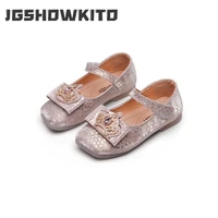 girls leather shoes for wedding school performance party glitter crown with crystal kids mary janes shallow children flats 26 36
