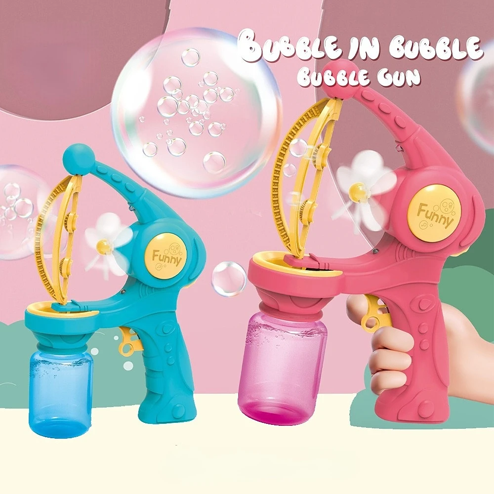 

New Big Bubble Gun Kids Automatic Bubble Machines Cartoon Fans Bubbles Maker Machine Soap Bubbles Blower Outdoor Toy